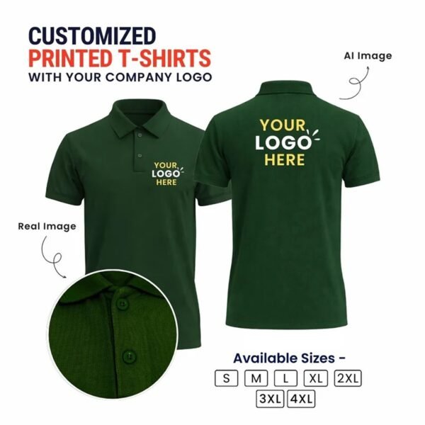 Customized Polo T-Shirt With Your Company Logo | Order Logo Printed Tees | printonorders.com - Dark Green