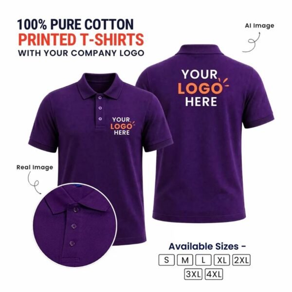 Customized 100% Pure Cotton Polo T-Shirt With Your Company Logo | Order Logo Printed Tees | printonorders.com - Berry
