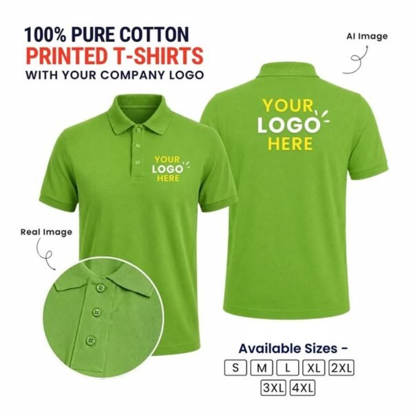 Customized 100% Pure Cotton Polo T-Shirt With Your Company Logo | Order Logo Printed Tees | printonorders.com - Apple Green